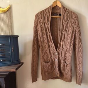 Brown Cable Knit Cardigan